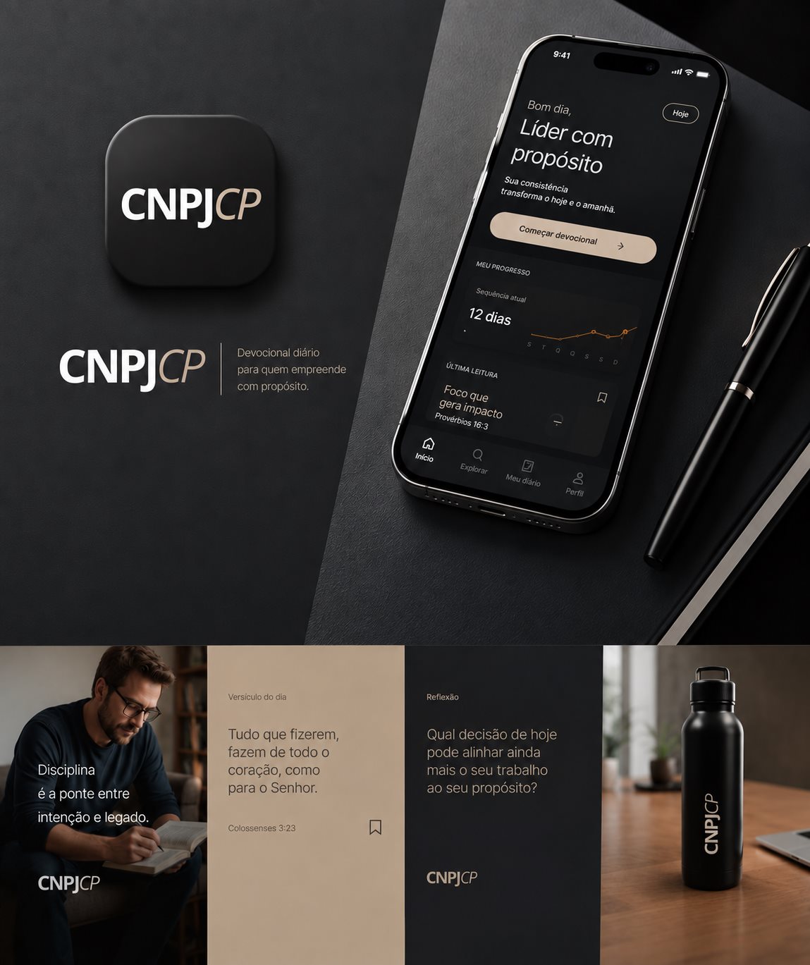 Identidade visual do CNPJ com Propósito aplicada ao aplicativo